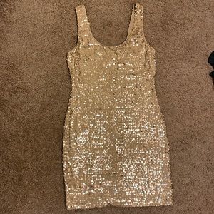 As U Wish Gold Sequin body con dress